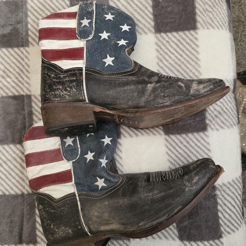 Roper Patriotic Heeled Boots - Black, Red, Blue